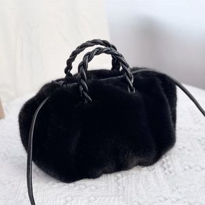 Small fur handbag-Fluffy purse-Crossbody bag-BB001 Black